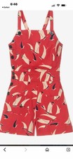 Polo Ralph Lauren Big Girls Red Sailboat-Print Canvas Romper Size 16 NWT