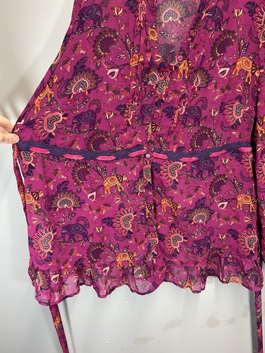 Womens Joe Browns Chiffon Blouse Magenta Pink Floral Elephant Top UK Size 24 - Picture 5 of 10