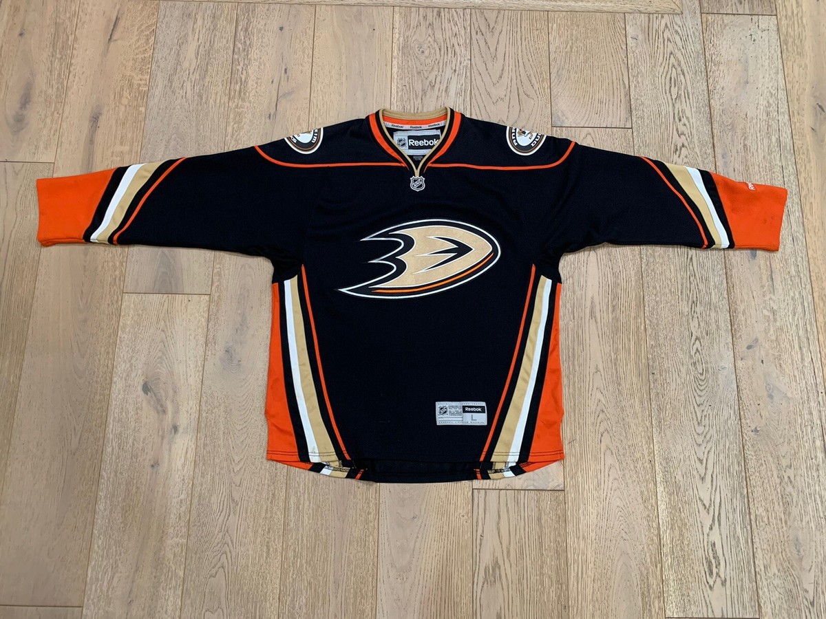 【Reebok社製】NHL ANAHEIM DUCKS 豪華刺繍 ゲームシャツ Anaheim Ducks Reebok Hockey Jersey NHL Mens Size L
