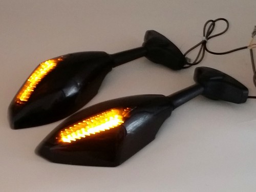 Gloss Black Motorbike Turn Signal Side Mirrors Street Sport Racing Bike Custom - Picture 10 of 10