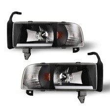 Black For 1994-2001 Dodge Ram 1500 2500 3500 Headlights Bumper Lamps Headlamps