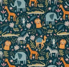 Jungle Animal Kingdom Fabric Zoo Animals Elephant Lion Wildlife Fabric t3/17