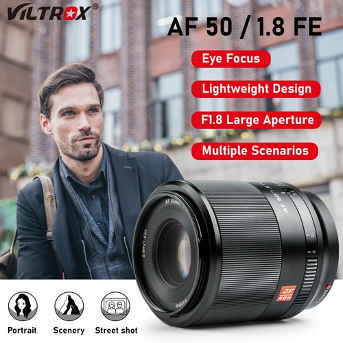 Viltrox 50mm F1.8 Auto Focus Full Frame Large Aperture Lens for SONY E FE Camera - Picture 1 of 9