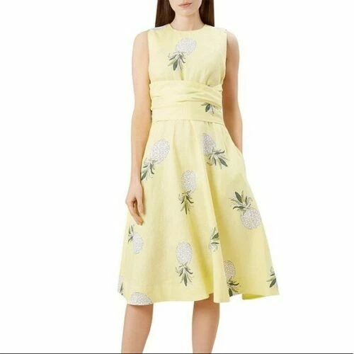 Hobbs NWOT London Brand Yellow Linen TWITCHILL Pineapple Fit n