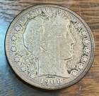 1908-D Barber Half Dollar Original Fine Details Below Greysheet CHRC
