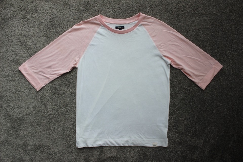 Spao (Korean brand) Raglan 3/4 Sleeve T-Shirt Size Small White/Pink