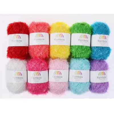 Mama Knit Rainbow Crochet Scrubby Yarn 10 SET(A) Skeins Assorted Colors