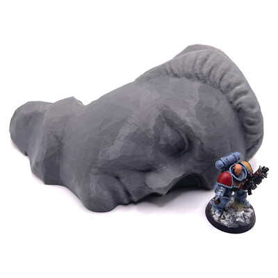 Gefallene Statue Gesicht Kopf Ruine 28mm Gelände Landschaft Grimdark Sci-Fi Legion