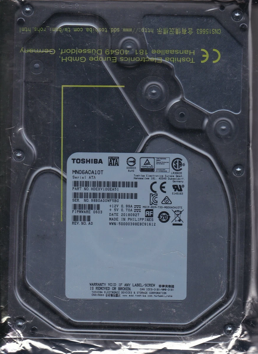 Toshiba Internal Hard Disk Drives 10 TB Storage Capacity for sale