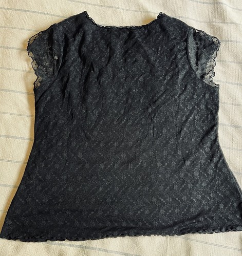 Style & Co Women’s Top Black Short Sleeve Nylon Floral Mesh Lined Size 2X - Picture 5 of 12