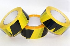 4x Hazard Warning Tape Yellow and Black PVC Adhesive 33m x 50mm 