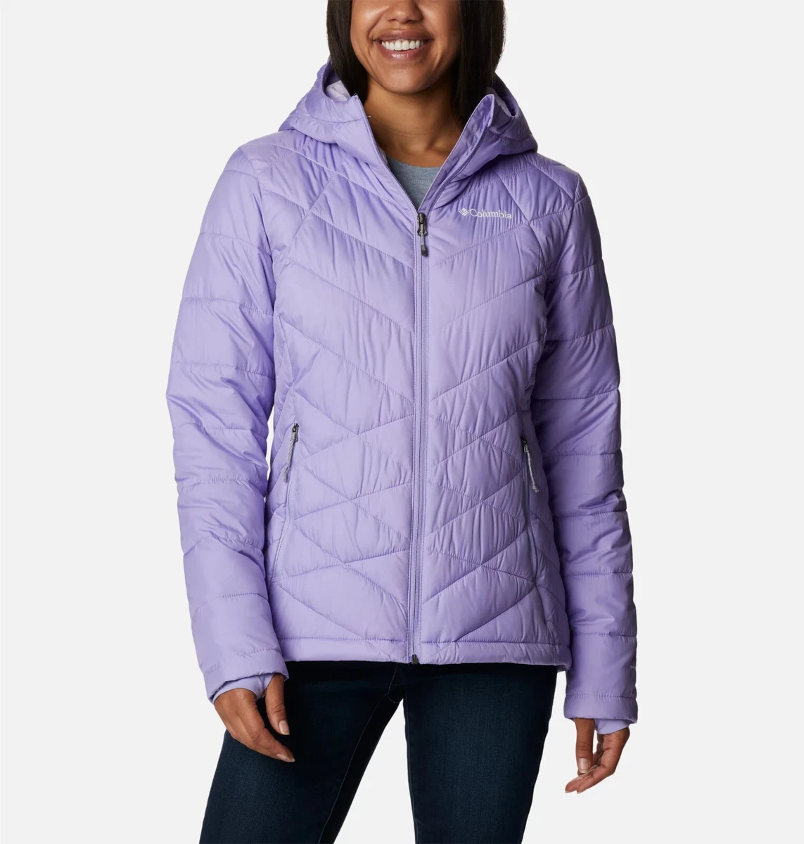 NWT Columbia M Heavenly Hooded Jacket Frosted Purple Omni-Heat $150