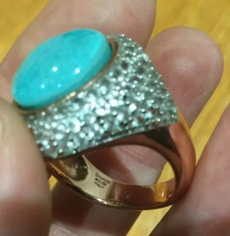 Anillo rosa huevo petirrojo turquesa hecho en italia marcado Milor talla 7 cz ajuste Foto 3 de 4
