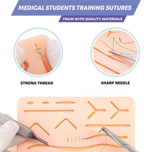 4/0 Suture Polyester Practice Sutures Thread Sterile Threads and Needle 12 Pcs - Picture 5 of 5