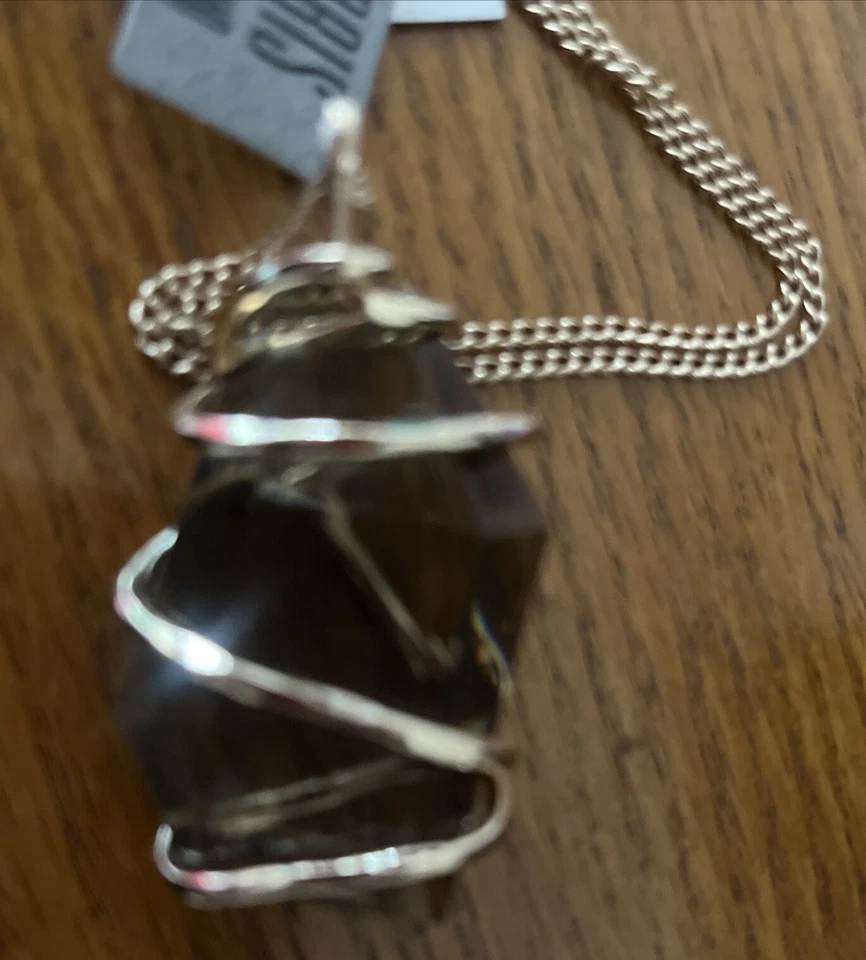 Collar Robert Lee Morris SOHO Art Deco Dorado Con Piedra Grande Marrón Foto 2 de 4