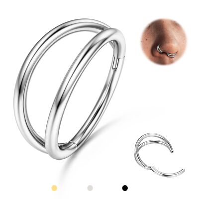 BodyBonita Triple/Double Hoop Nose Ring - 316L Stainless Steel Septum Clicker...