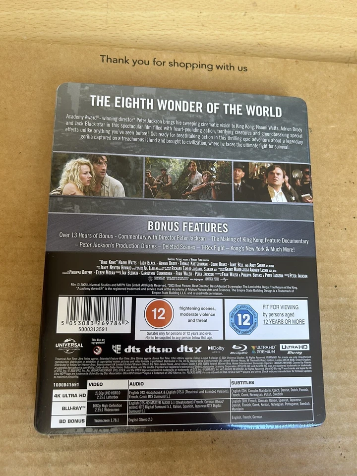 KING KONG (2005) - Zavvi UK Ltd Edition 4K UHD Blu Ray STEELBOOK New & Sealed - Image 2 of 4