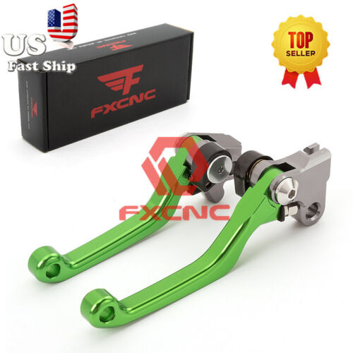 CNC Pivot Dirt Brake Clutch Levers For Kawasaki KX100 01-21 KX125 00-05 Green