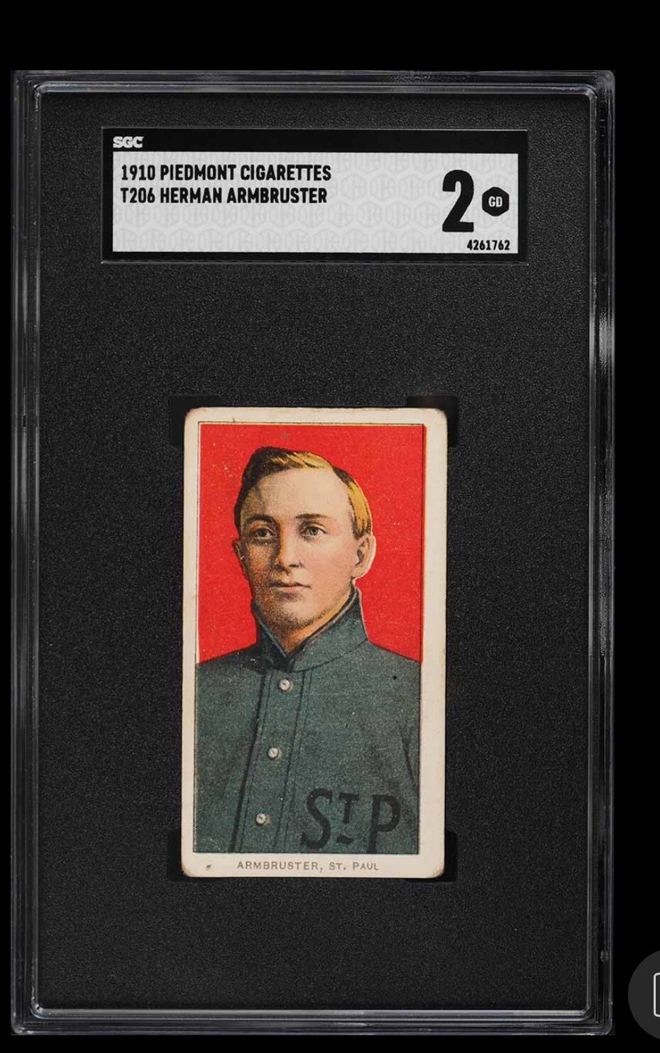 1909-11 T206 Piedmont HERMAN ARMBRUSTER SGC 2 Good St Paul