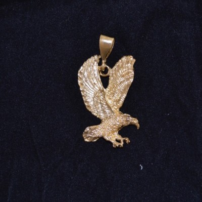 Real 24K Gold Layered Large Eagle Charm Pendant W/Free Lifetime Guarantee 