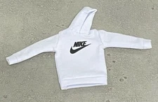 OZ-SS-NK-WHT: 1/12 white Swoosh hoodie for  6" Slim action figure body