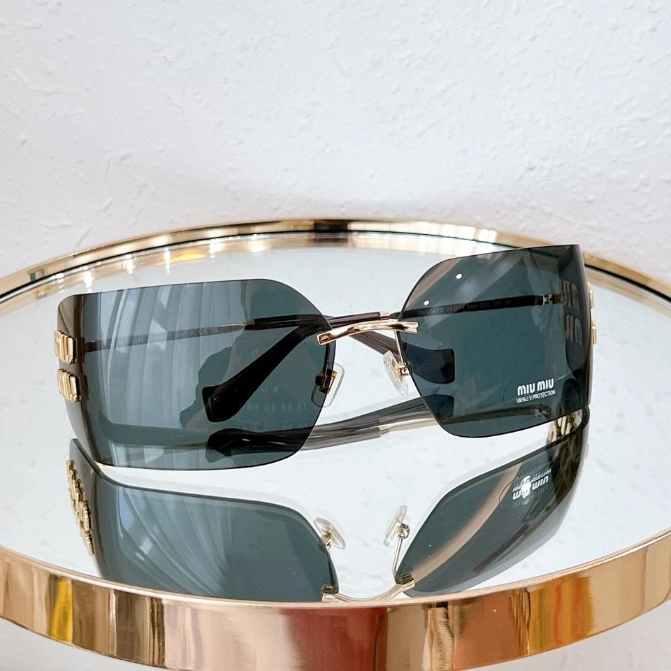 Women Sunglasses MU 54YS 5AK5S0 Gold Gray Wrap Sunglasses For Women - Image 4 of 4