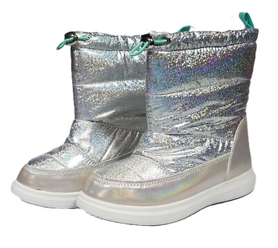 *NEW* Magellan Outdoors Girls Silver Shimmer Boots Kids Size 3 Winter Boots
