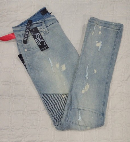 Jeans New Reason 34 Mulberry Moto slim skinny fit premium stile Demin W8-166 - Foto 9 di 13