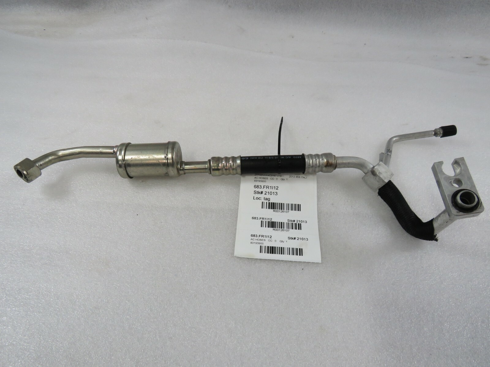 Ferrari 458 Italia, Spider, AC Hose Line, Underfloor, Used, P/N 83193900