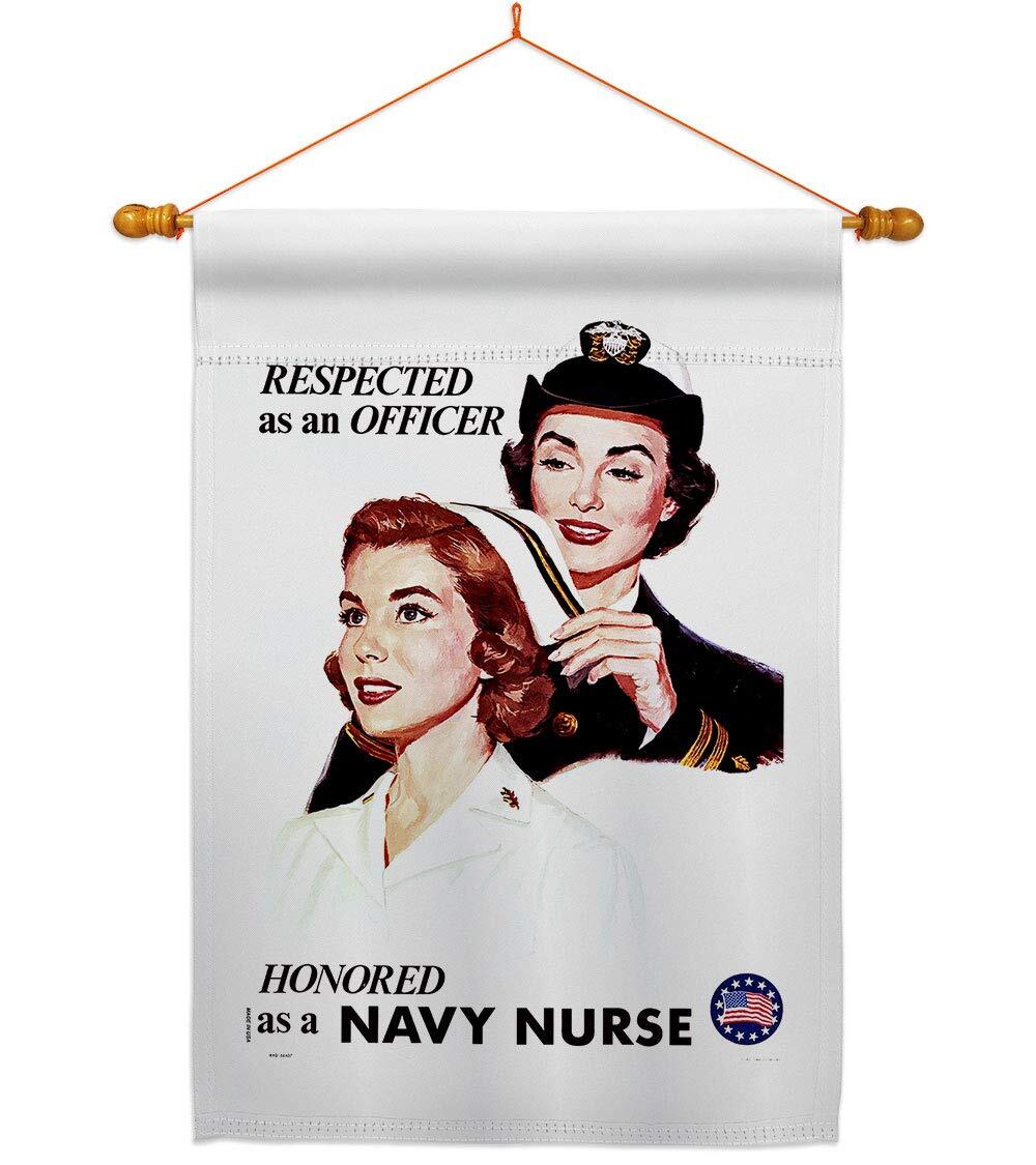 Honor Navy Nurse House Flag Dowel Set Armed Forces USN Seabee United State Am...