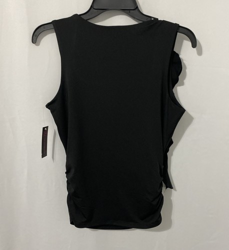 No Boundaries Juniors Rosette Ruffle Tank Top Shirt Black Medium (7-9) NWT - Picture 8 of 8