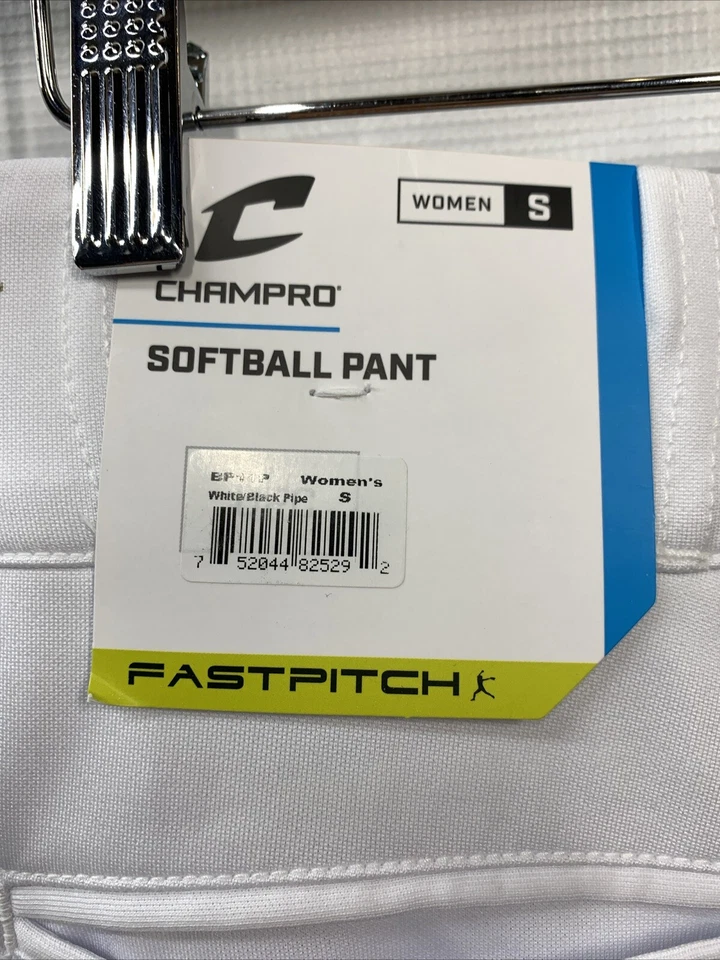 Calça de softbol feminina Champro torneio cintura baixa branca com tubulação lateral tamanho P - Imagem 3 de 4