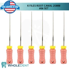K Files Ro0t Canal 25mm Hand Endo Dental Hedstrom 6pcs Pack Reamers #06