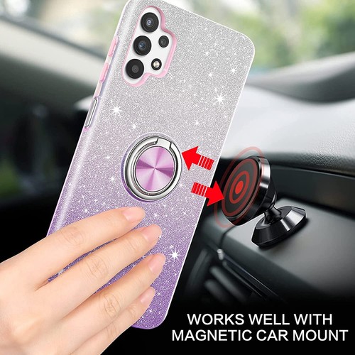 Funda de anillo 5G brillante de poliuretano termoplástico + vidrio templado para Galaxy A32/A03S/A02S/A12 - Imagen 2 de 30