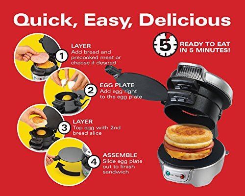 Hamilton Beach Breakfast Sandwich Maker with Egg Cooker Ring, Customize Ingredie - Bild 12 von 29