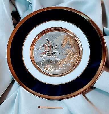 Art of Chokin 24k Gold Edged Dish Plate Copper Silver Made Art of Chokin 24k Gold Edged Dish Plate Copper Silver Made