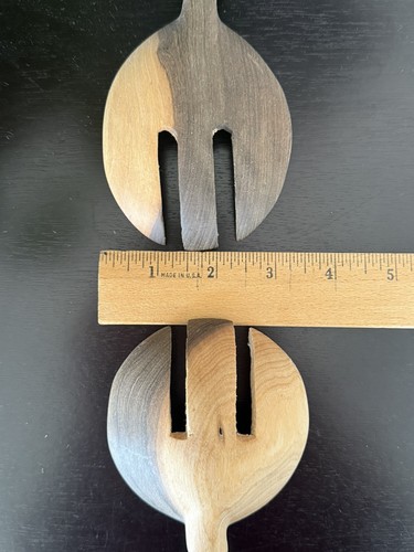 Handgeschnitzte Holz gedrehte Gabel Set groß Salatbesteck - Bild 6 von 6