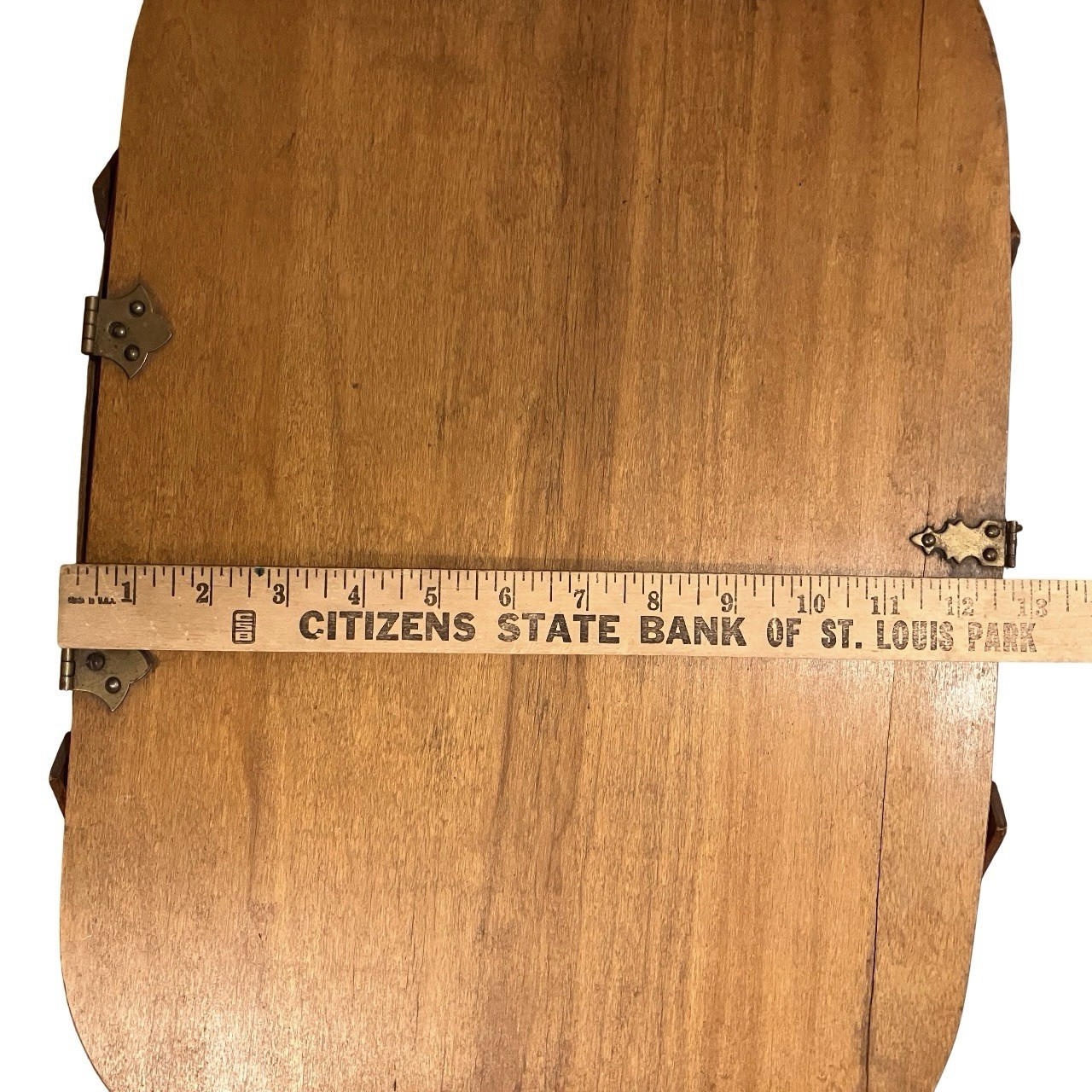 Vintage Wicker Picnic Basket with Wood Lid Handles 18" Hawkeye?