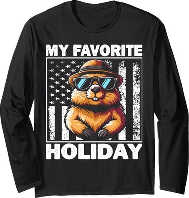 My Favorite Holiday Ground Hog USA Groundhog Day Long Sleeve T-Shirt
