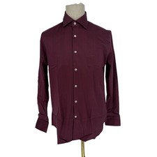 Robert Graham Button Front Shirt Long Sleeve Woven YARDLEY Dark Burgundy 15.5 M