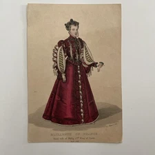 Antique  Engraving of Elizabeth of France – Queen of Spain, Wife of Philip II