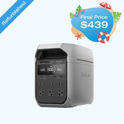 EcoFlow DELTA 3 Plus 1024Wh 1800W Portable Power Station LFP Battery Refurbished