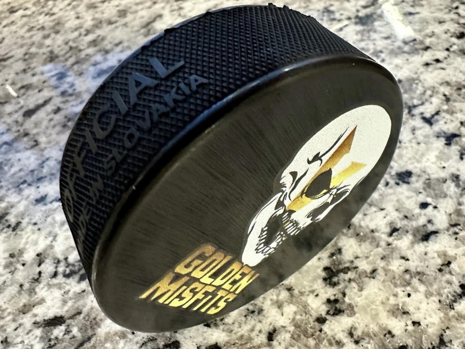VEGAS GOLDEN KNIGHTS GOLDEN MISFITS PUCK T-MOBILE EXCLUSIVE RARE BACK LOGO - Image 3 of 4