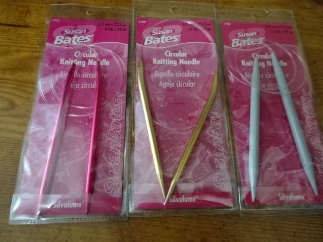 Lot 3 Susan Bates Circular Knitting Needles-Silvalume-29"-5.5, 6, & 8 mm-in pkg