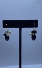 14K Yellow Gold Onyx & Freshwater Pearl Cluster Dangle Earrings Stamped 999 6.1g — photo 1