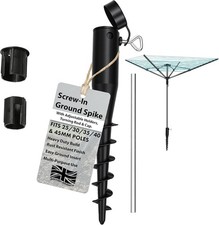 Ground Spike Rotary Washing Line Clothes Airer Parasol Adjustable Screw In Spike