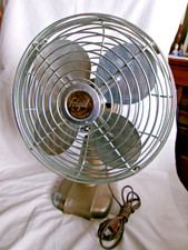 Vintage kalter 12" runder Boden Tischventilator auf Ständer hellbraun eine Geschwindigkeit getestet!