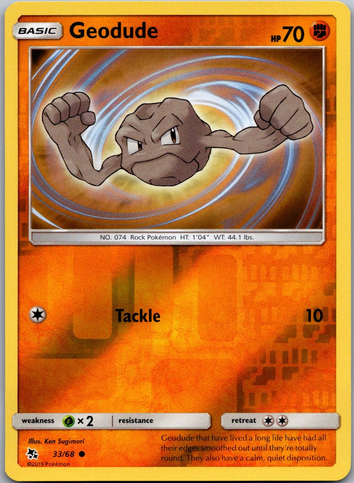 Geodude 33/68 Common Hidden Fates Pokemon Reverse Holo Near Mint