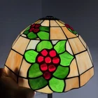 Vintage 12” Tiffany Style Stained Glass Lamp Shade Grapes And Leaf