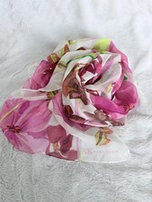 Anne Klein Vintage Pink Floral Silk Oblong Scarf
